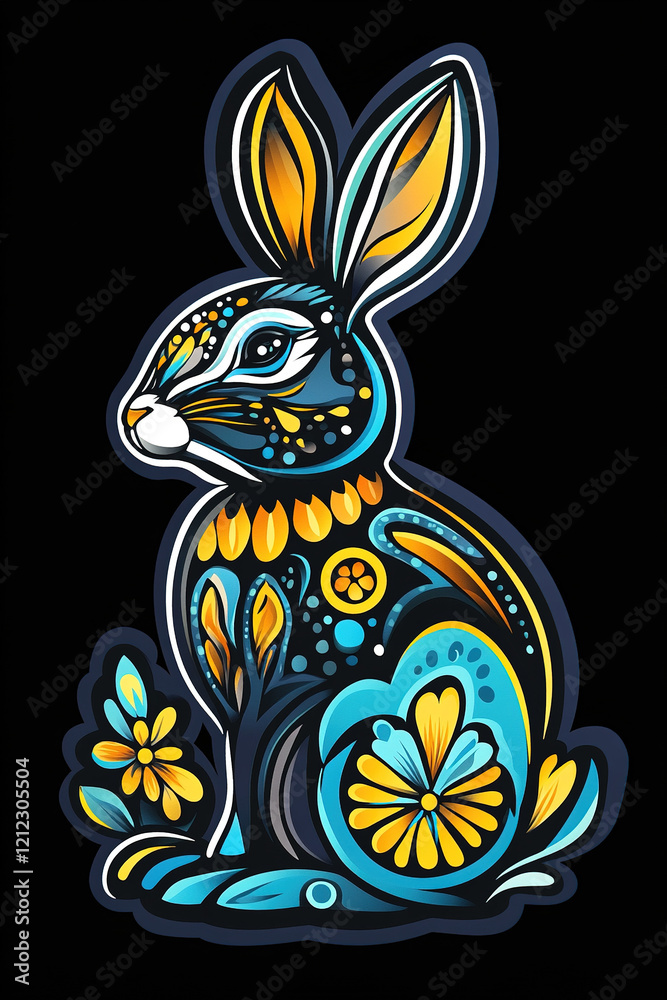 Naklejka premium Artistic illustration of stylized rabbit
