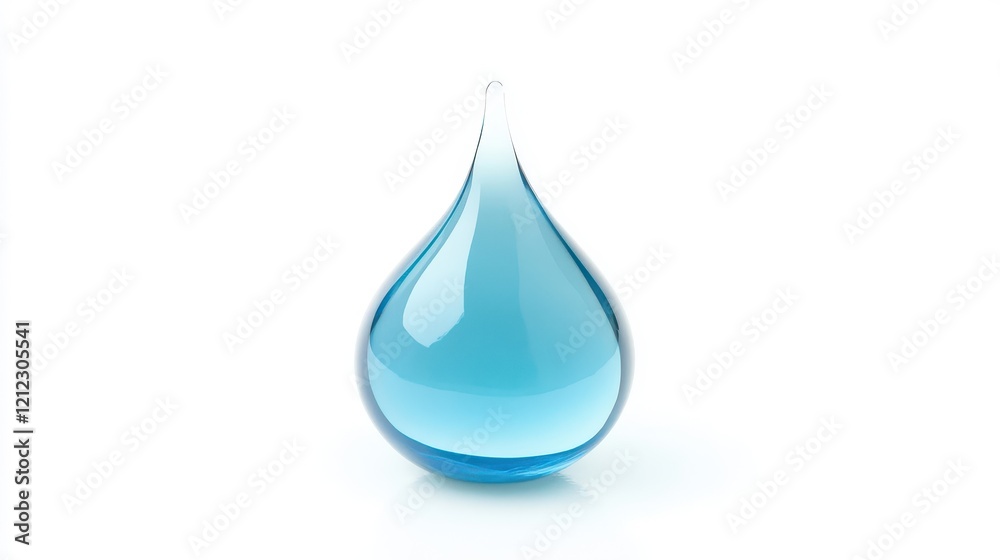 Vibrant Blue Water Drop on White Background Vibrant Blue Water Drop on White Background