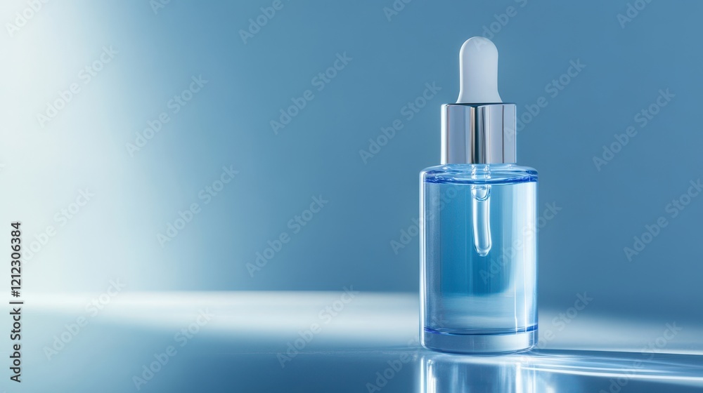 Clear Serum Dropper Bottle on Light Background Clear Serum Dropper Bottle on Light Background