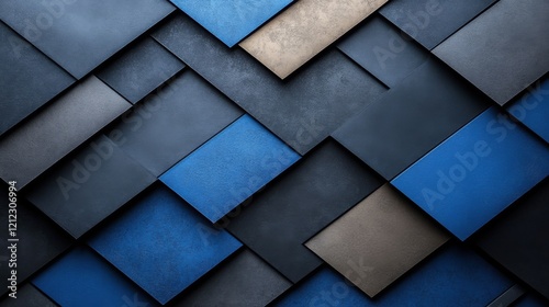 Minimalist blue background with angular designs for design  banner template. Featuring white space in the center of the page for text. Ideal for geometric minimalist wallpapers with a stylish touch.