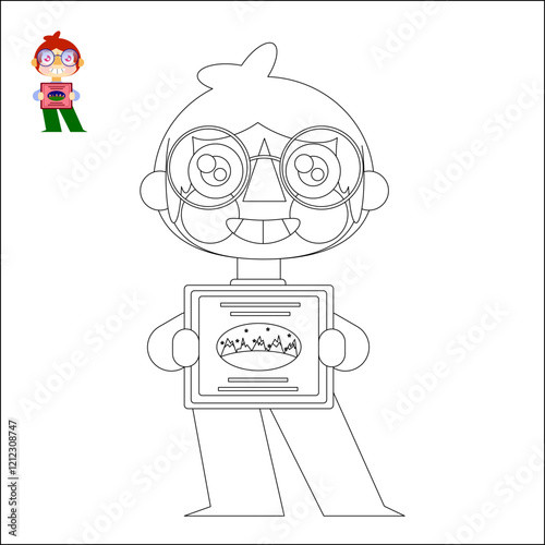 Christmas coloring book. children's educational game. logical tasks. coloring book.children, school people