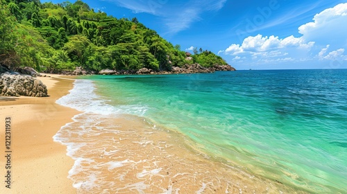 Fototapeta Naklejka Na Ścianę i Meble -  Pristine beach with crystal-clear turquoise waters
