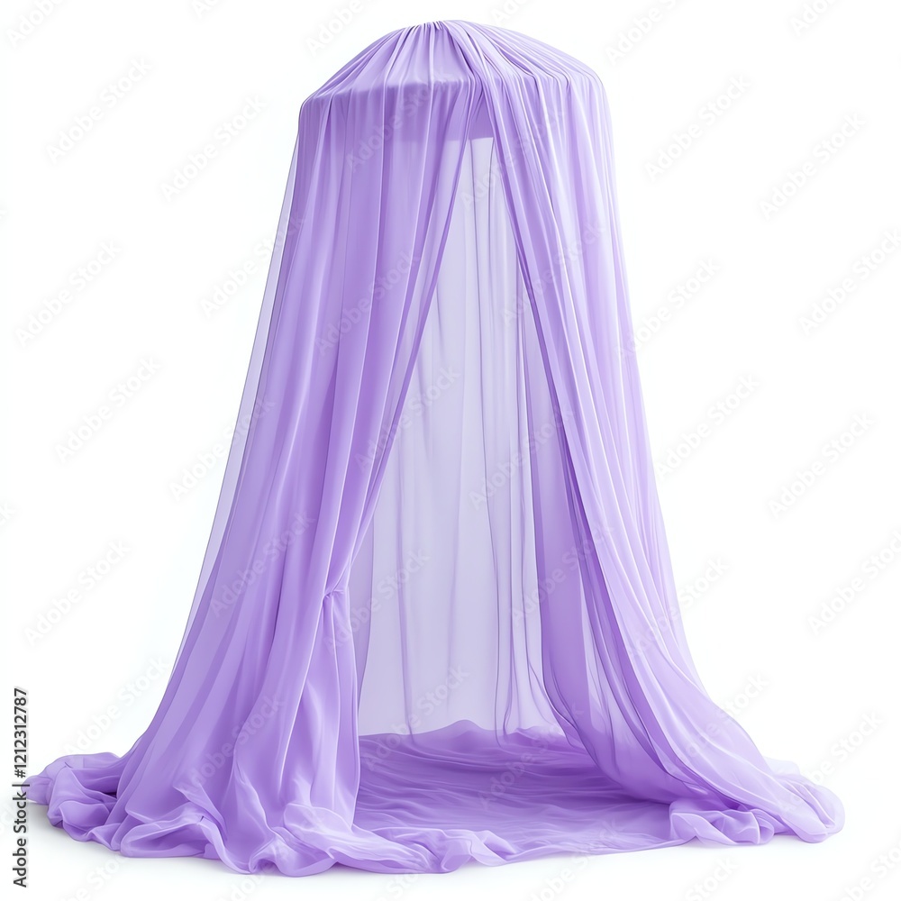Elegant purple fabric draped softly, creating a dreamy and serene atmosphere. Elegant purple fabric draped softly, creating a dreamy and serene atmosphere.