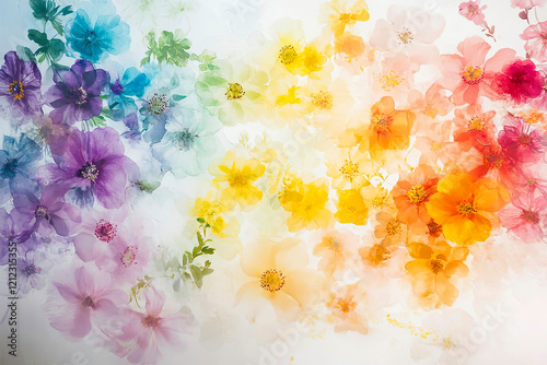Watercolor colorful beautiful flowers.