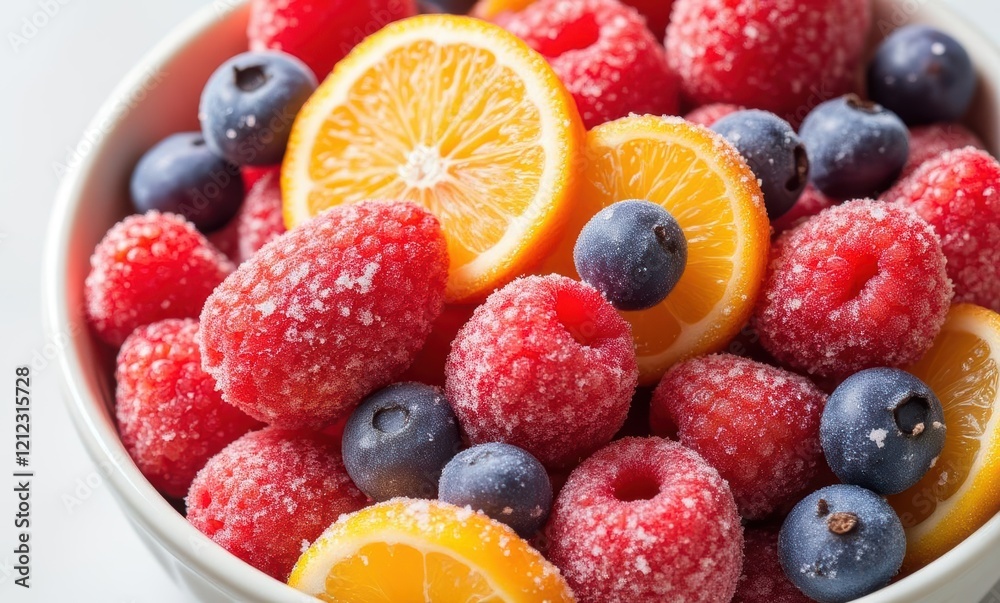 Colorful fruit bowl with raspberries and blueberries Colorful fruit bowl with raspberries and blueberries