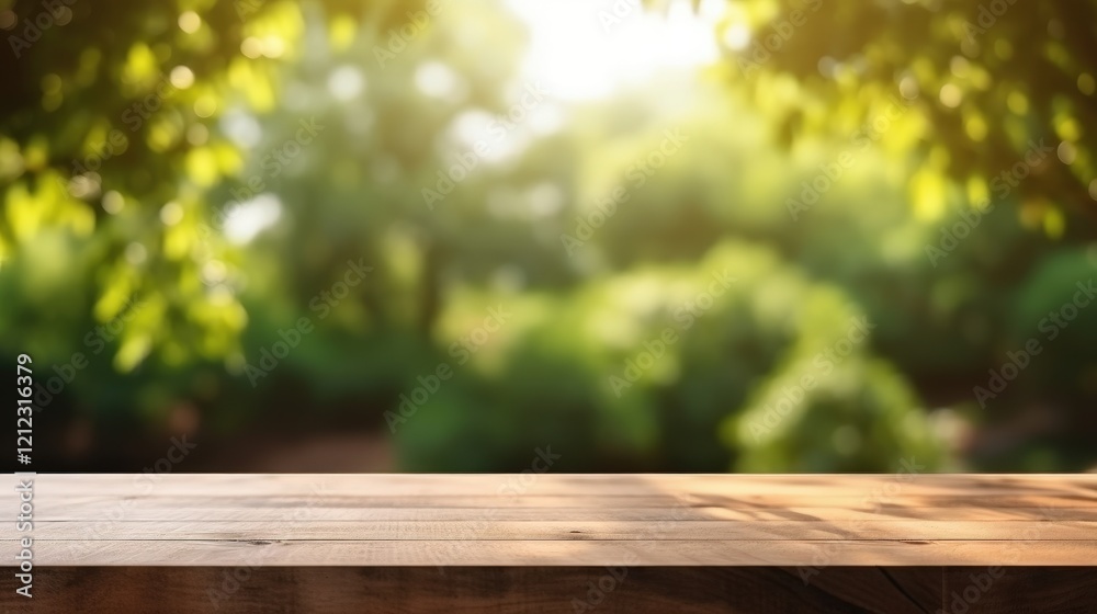 Empty Wooden Table Against Soft Bokeh Background with Natural Light, Ideal for Display, Presentation, and Product Showcase in Photography Empty Wooden Table Against Soft Bokeh Background with Natural Light, Ideal for Display, Presentation, and Product Showcase in Photography