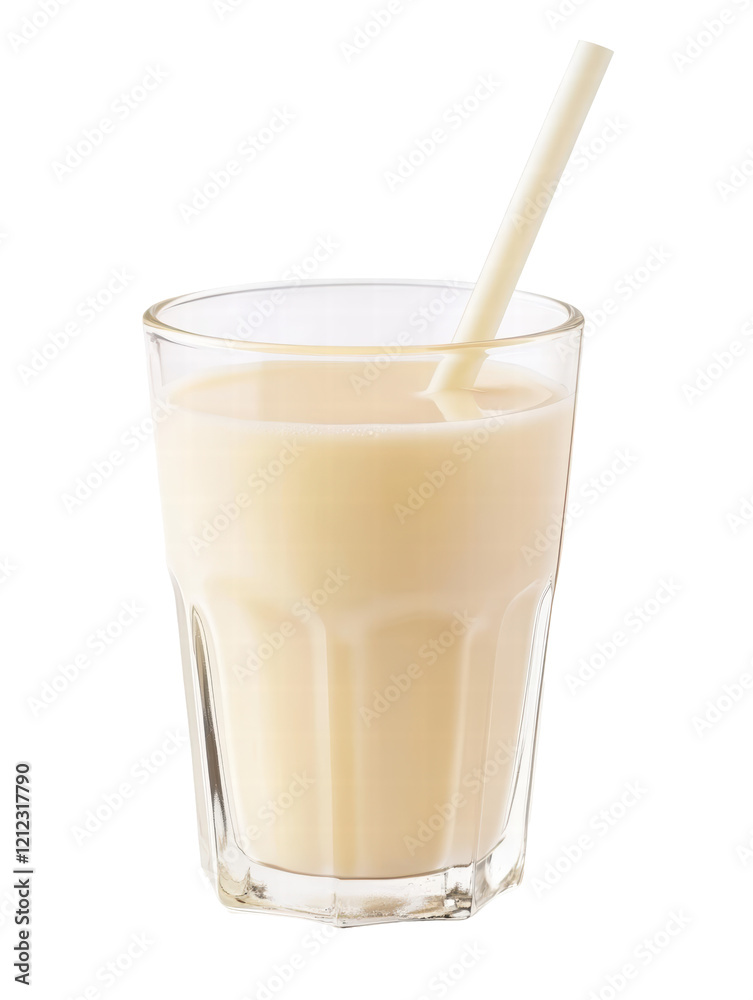 Isolated Vanilla Milkshake with straw Isolated Vanilla Milkshake with straw