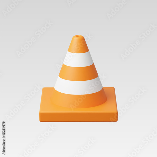 3d Realistic Traffic cone vector illustration