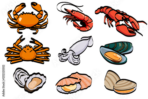 seafood vector logo  isolated on a white background.Vector eps 10	