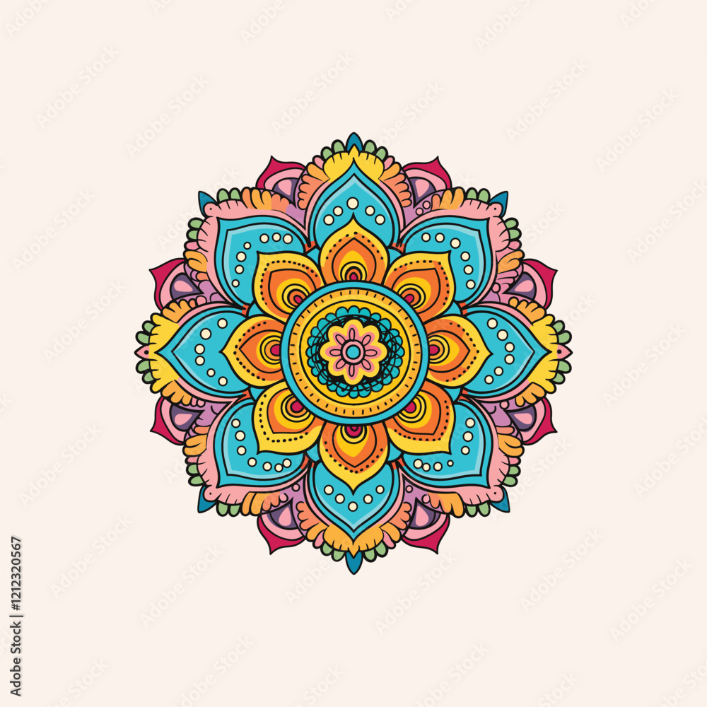 Vibrant Mandala Design with Intricate Floral Details. A beautiful, colorful mandala design, featuring intricate floral patterns and layers of vibrant colors. Vibrant Mandala Design with Intricate Floral Details. A beautiful, colorful mandala design, featuring intricate floral patterns and layers of vibrant colors.