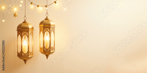 ramadan light  lamps on the wall eid background 