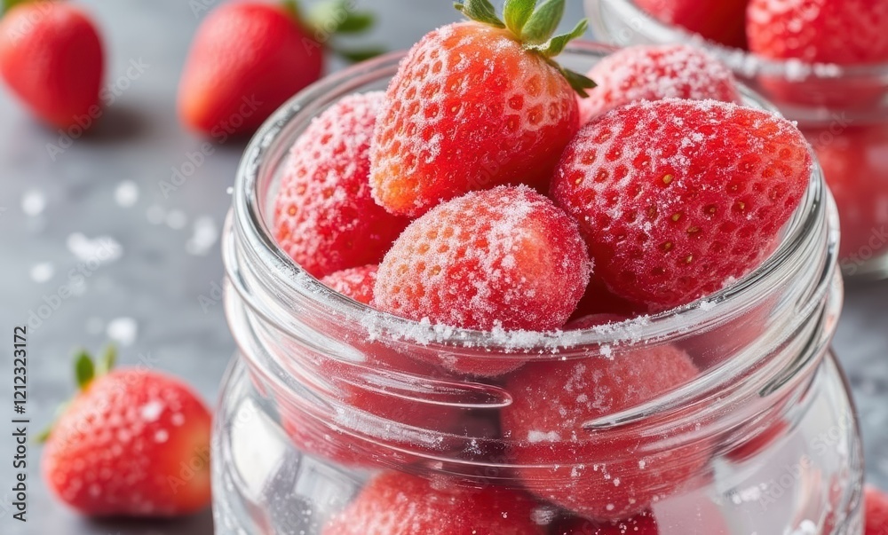Fresh strawberries dusted with sugar Fresh strawberries dusted with sugar