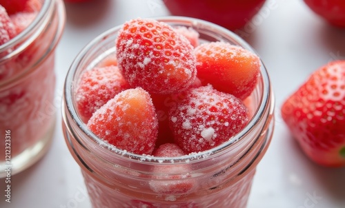 Wallpaper Mural Fresh strawberries in glass jar with sugar Torontodigital.ca