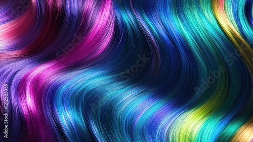 Iridescent rainbow gradient with metallic sheen and glossy finish