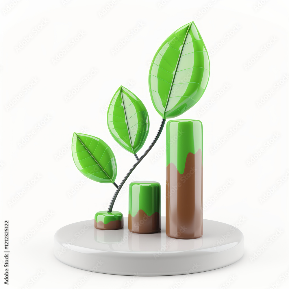 Sleek 3D Icon Symbolizing Growth and Progress Sleek 3D Icon Symbolizing Growth and Progress