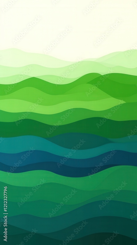 Abstract wavy landscape in shades of green and blue, evoking nature and tranquility. Abstract wavy landscape in shades of green and blue, evoking nature and tranquility.