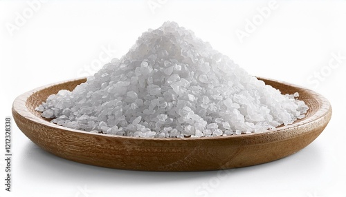 coarse sea salt granules on a white background