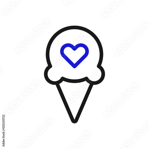 Heart Ice Cream Cone Minimal Icon