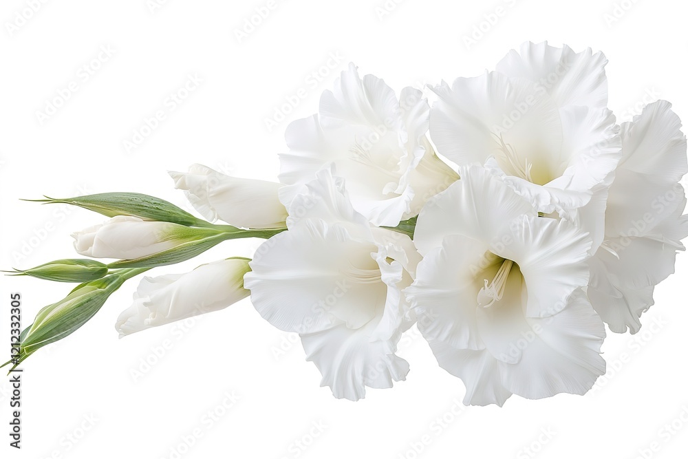 Elegant White Gladiolus Bloom: Pure, Simple, and Striking Floral Image art card plant macro fresh Elegant White Gladiolus Bloom: Pure, Simple, and Striking Floral Image art card plant macro fresh