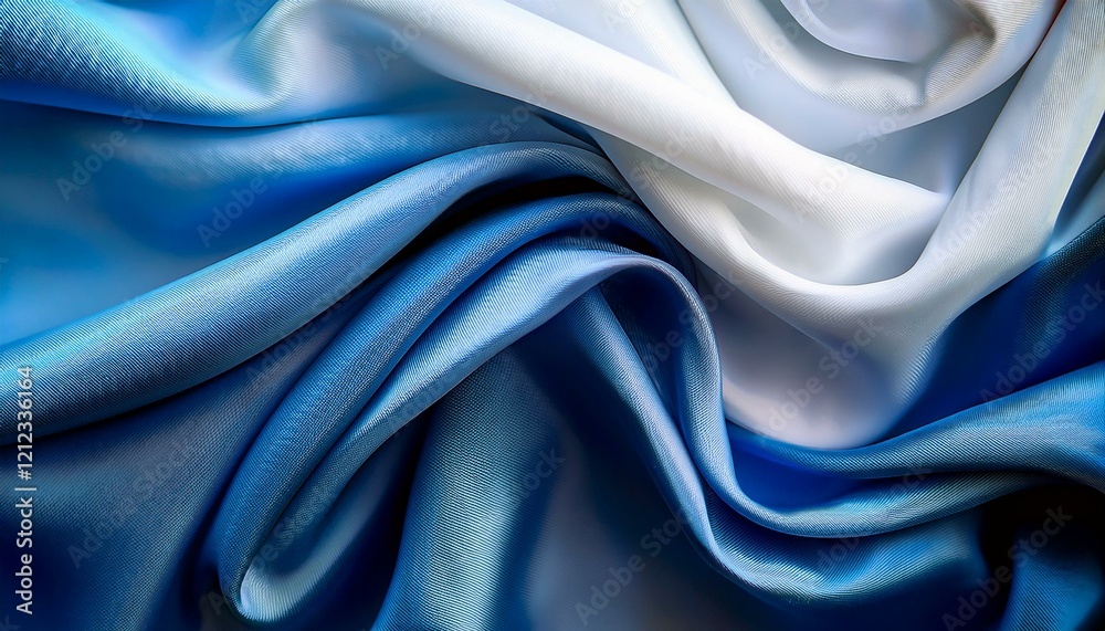 Fototapeta premium abstract blue and white flowing fabric texture