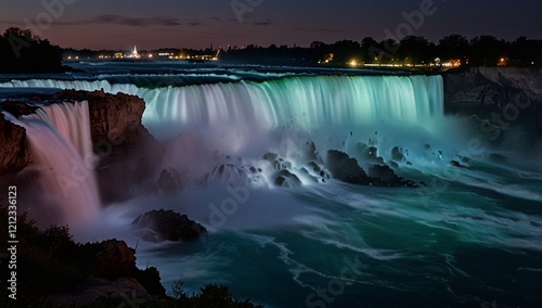  Niagara Falls at Dusk. Dusk at Niagara Falls with the moon 