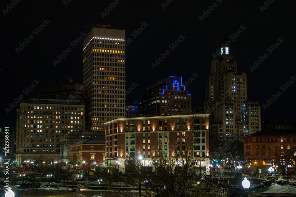 Providence Rhode Island Capital Downtown Night Skyline Providence Rhode Island Capital Downtown Night Skyline