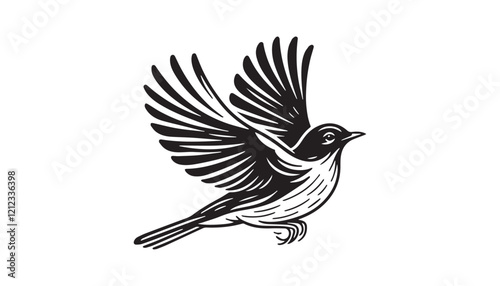 Wallpaper Mural Continuous one single minimal line drawing Eurasian bullfinch Torontodigital.ca