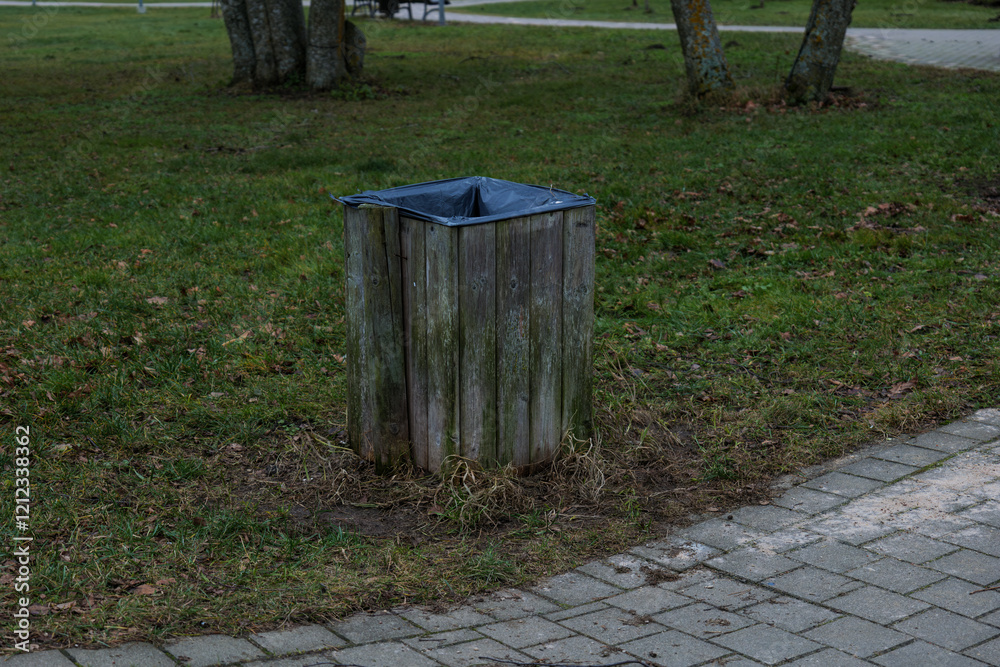 east european wooden bin in the park east european wooden bin in the park