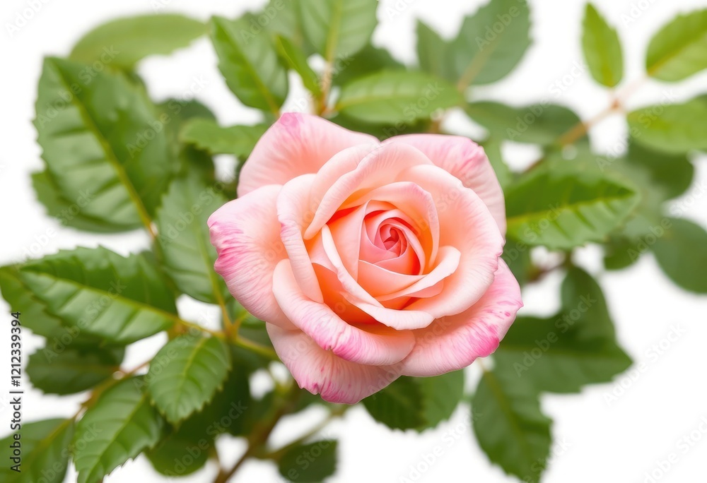 Blooming pink rose isolated on white background Blooming pink rose isolated on white background