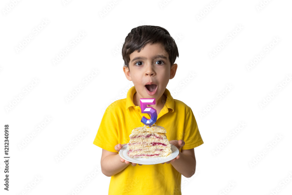 Portrait of happy five-year-old child with a birthday cake. Celebrate 5th Happy birthday. Party. Happy family concept, five years. Portrait of happy five-year-old child with a birthday cake. Celebrate 5th Happy birthday. Party. Happy family concept, five years.