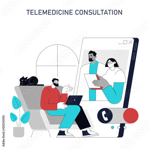 Automation In Healthcare. Flat Vector Illustration