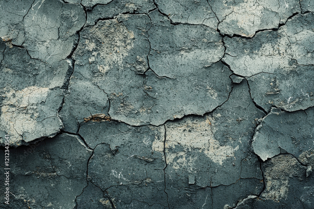 Obraz premium Textured industrial grunge pattern featuring a rough concrete wall with cracks and stains in muted gray tones