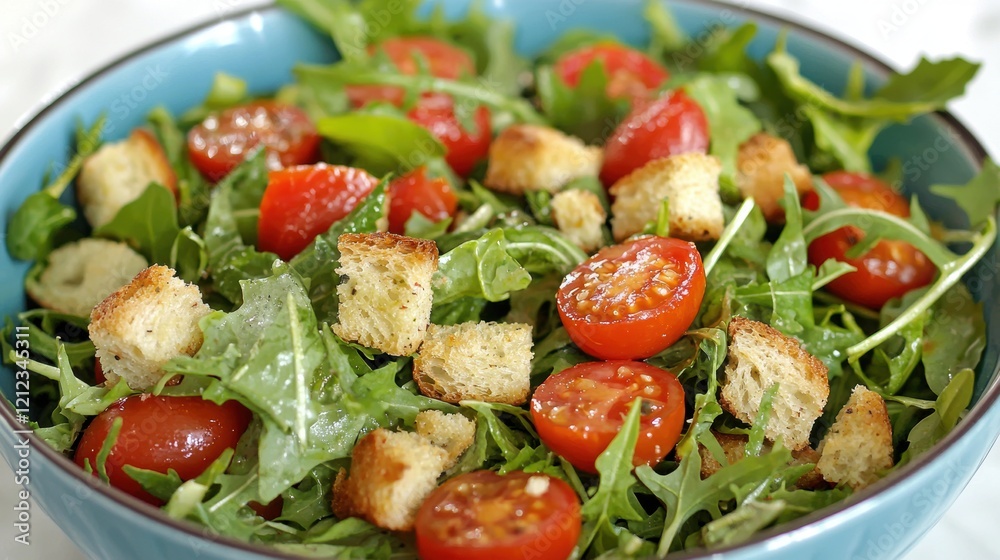 Fresh Garden Salad with Cherry Tomatoes and Croutons Fresh Garden Salad with Cherry Tomatoes and Croutons