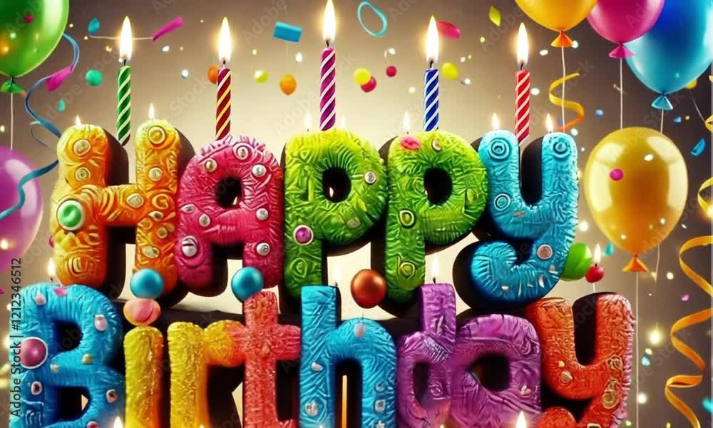 A slow dolly-in movement towards a vibrant birthday cake adorned with colorful decorations and candles. The camera glides smoothly, emphasizing the joyful atmosphere created, ai generated