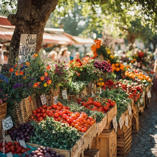 Colorful Market Stall in Bustling Provence photo