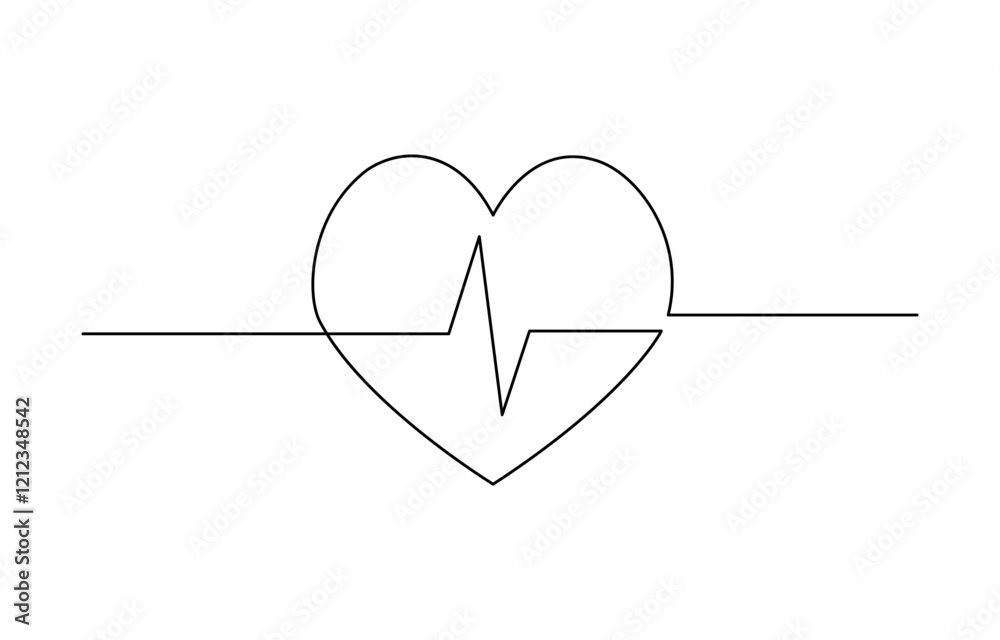 Continuous one line heart pulse symbol drawing. Healthy medicine icon, Continuous Line Drawing of Doodle Heart with Pulse. Hand Drawn Symbol Vector. Continuous one line heart pulse symbol drawing. Healthy medicine icon, Continuous Line Drawing of Doodle Heart with Pulse. Hand Drawn Symbol Vector.