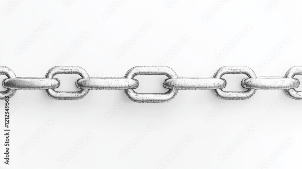 Fototapeta premium metallic chain with interlocking links, showcasing sleek and industrial design. chain shiny surface reflects light, emphasizing its strength and durability
