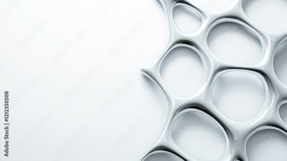 Elegant metallic structures create modern, abstract design with smooth curves and circular openings, evoking sense of sophistication and innovation Elegant metallic structures create modern, abstract design with smooth curves and circular openings, evoking sense of sophistication and innovation