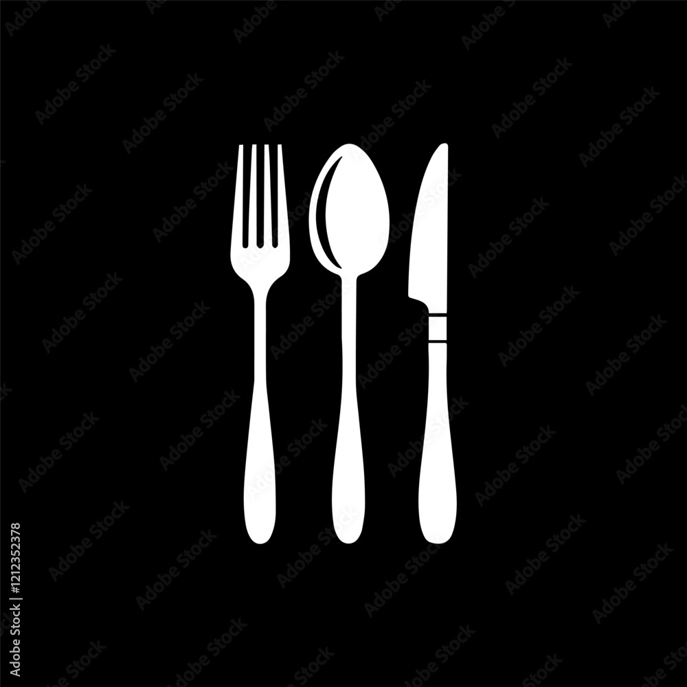 Set cutlery of fork spoon icon vector art, Fork spoon vector silhouette, Spon forks set art isolated Set cutlery of fork spoon icon vector art, Fork spoon vector silhouette, Spon forks set art isolated