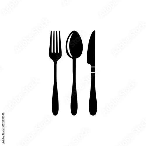 Set cutlery of fork  spoon icon vector art, Fork  spoon vector silhouette, Spon  forks set art isolated photo