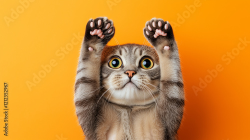 A cute cat is striking the 