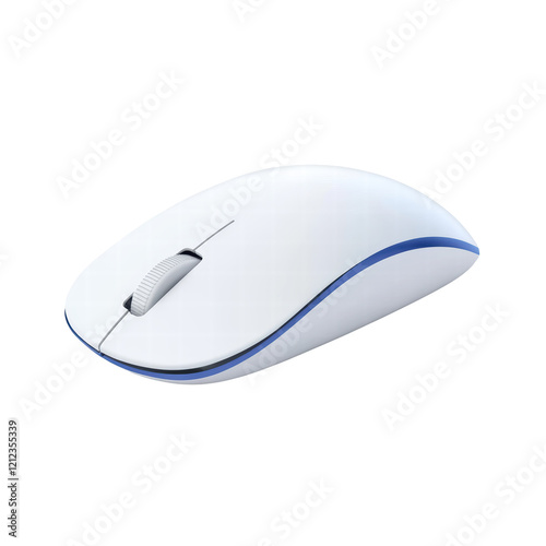 Isolated White Wireless Mouse with Grey Wheel