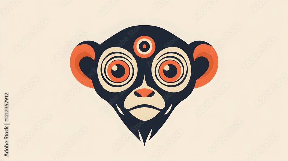 Fototapeta premium Vibrant monkey illustration digital art creative design modern style graphic nature playful concept