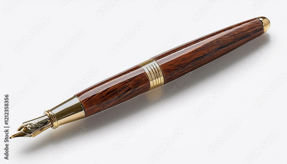elegant wooden fountain pen with a gold nib on a white background transparent elegant wooden fountain pen with a gold nib on a white background transparent
