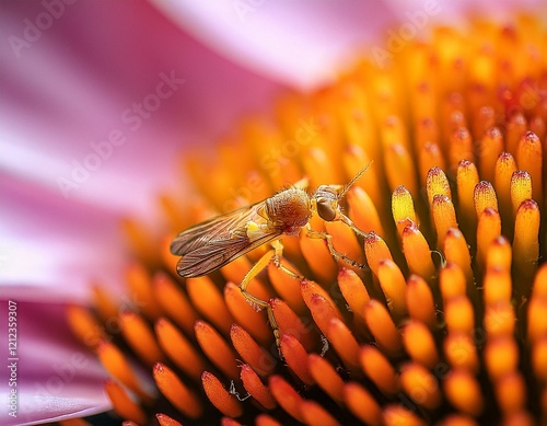 macro of insect feet gripping a petal under a microscope highlighting tiny textures insect detail flora harmony photo