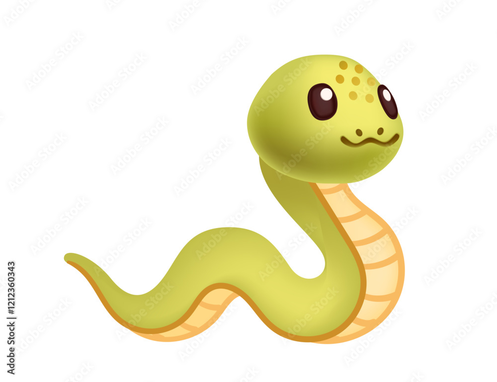 Cartoon snake with a cheerful expression. Cartoon animal design. Vector illustration isolated on white background Cartoon snake with a cheerful expression. Cartoon animal design. Vector illustration isolated on white background