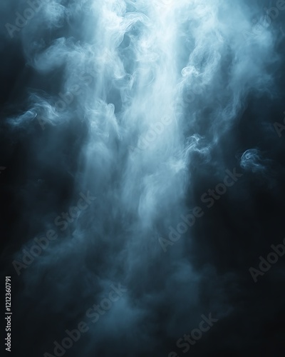 Light beam through dark, dense clouds.