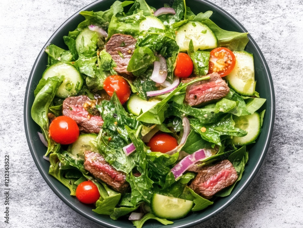 Delicious Steak Salad with Fresh Vegetables and Greens Delicious Steak Salad with Fresh Vegetables and Greens