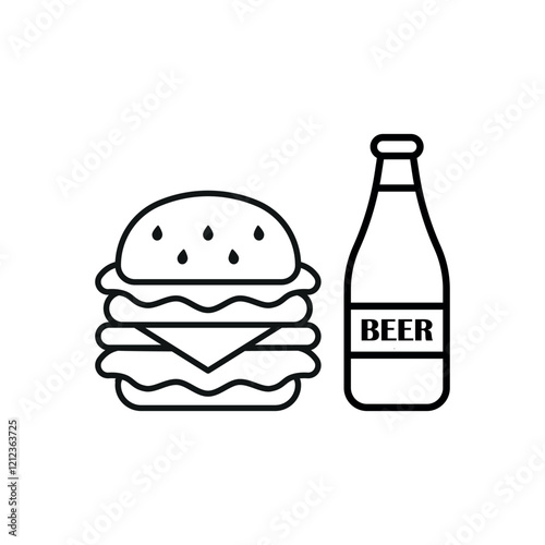 Beer drink and hamburger food icon with a sleek and modern flat design