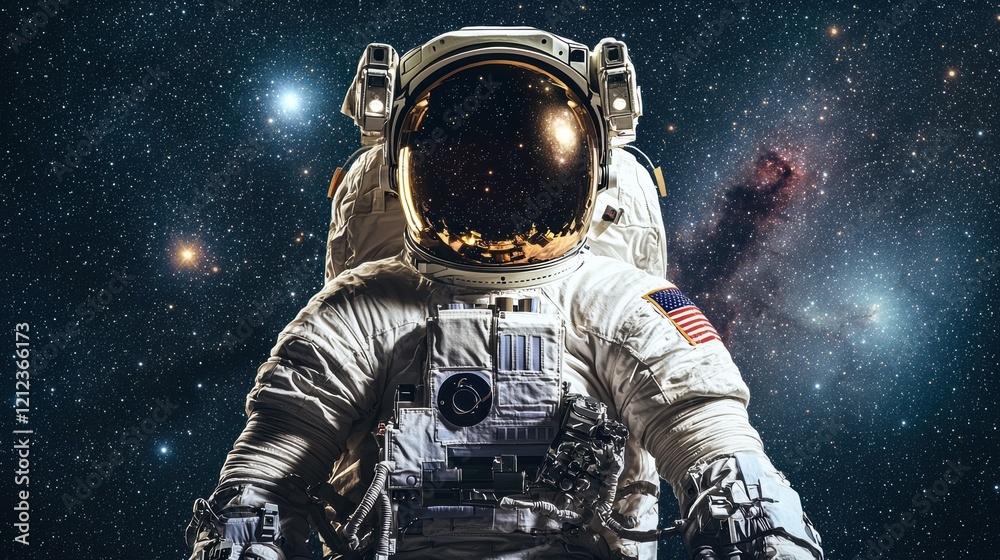 Fototapeta premium Astronaut in Space Exploring the Cosmos Stars and Galaxies